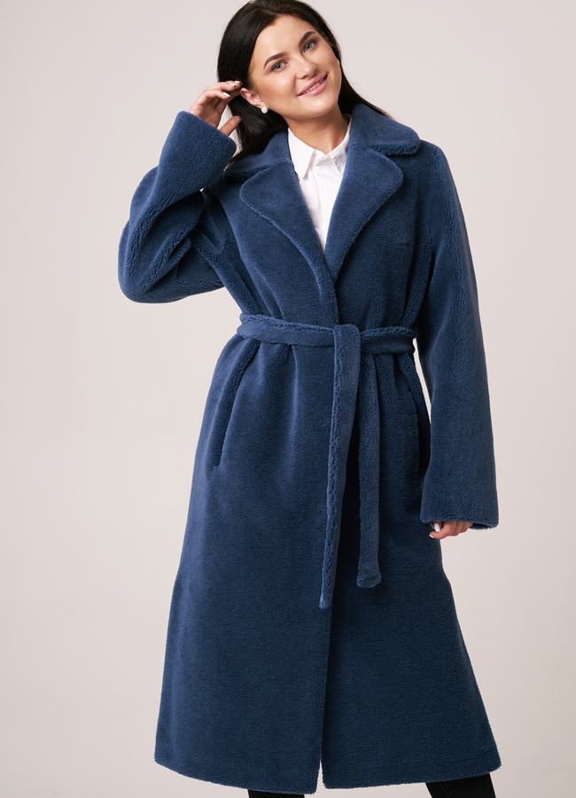 Шуба из искусственного меха с английским воротником модель № 17850 меха малина