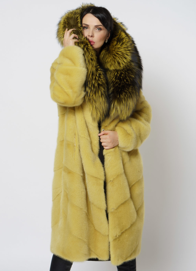 Шуба из норки желтого цвета модель № 1200 универмаг малина