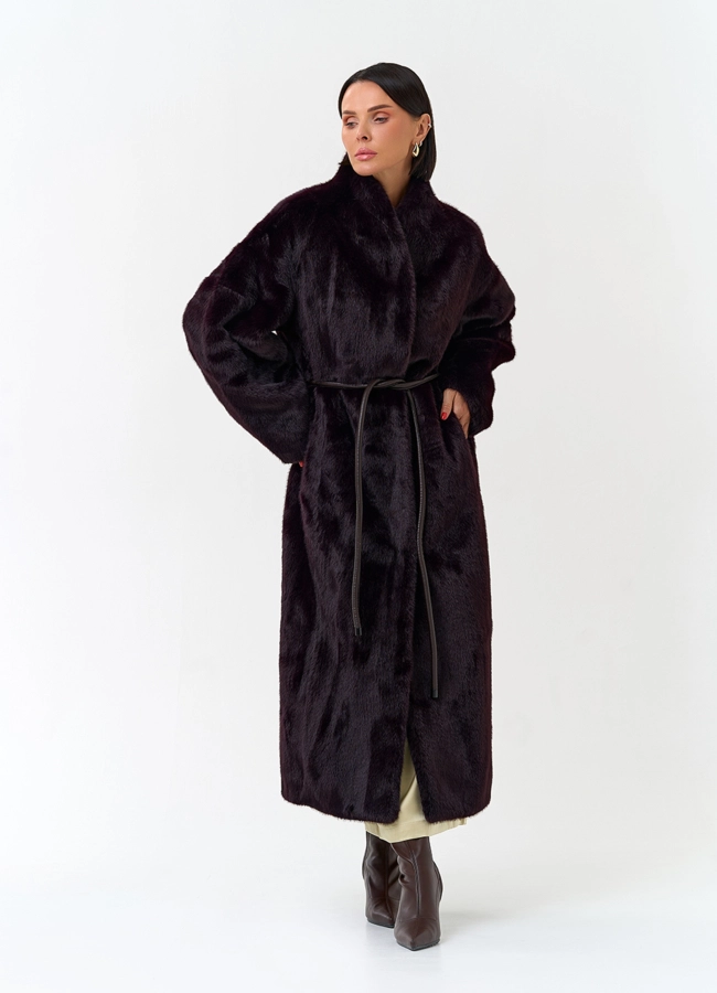 Длинная шуба из эко меха модель № 33990 универмаг малина