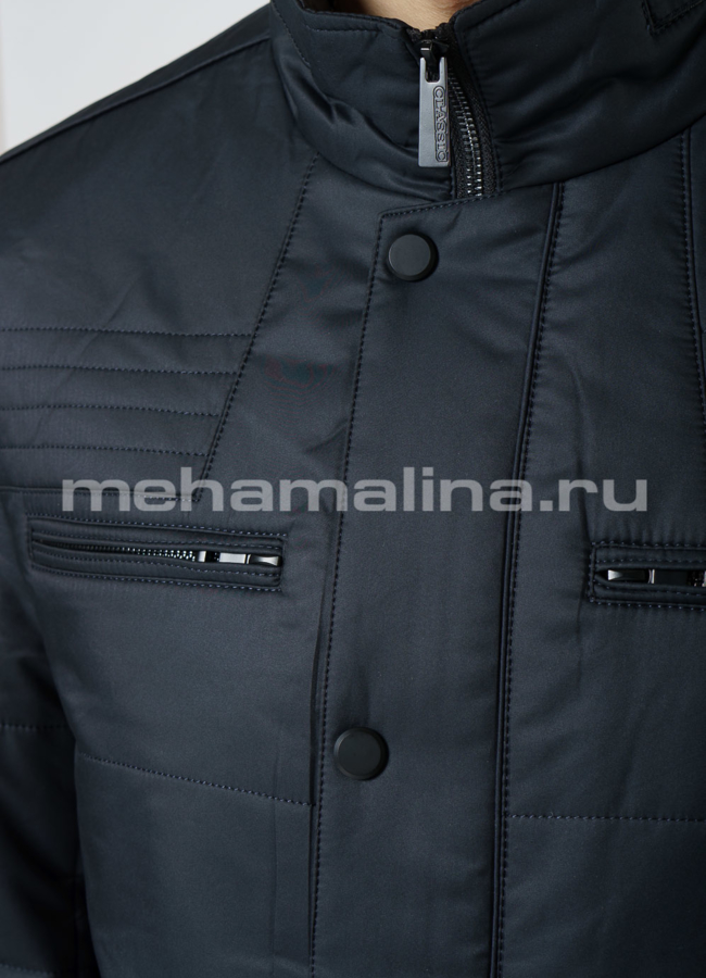 Куртка прямого силуэта темно-синего цвета модель № 8602 в рассрочку