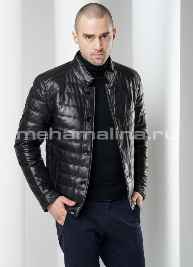 Кожаная куртка модель № KP-216 универмаг малина