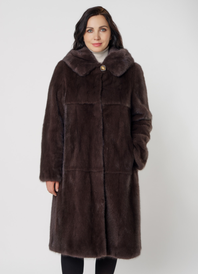 Классическая норковая шуба в цвете капучино модель № 06-9 универмаг малина