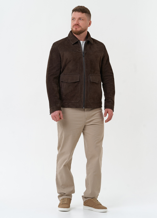 Мужская куртка из натуральной замши коричневого цвета модель № 30066 универмаг малина Мужская куртка из натуральной замши коричневого цвета модель № 30066 универмаг малина