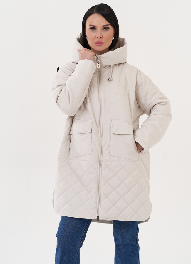 Пуховик с капюшоном модель № 26976 меха малина