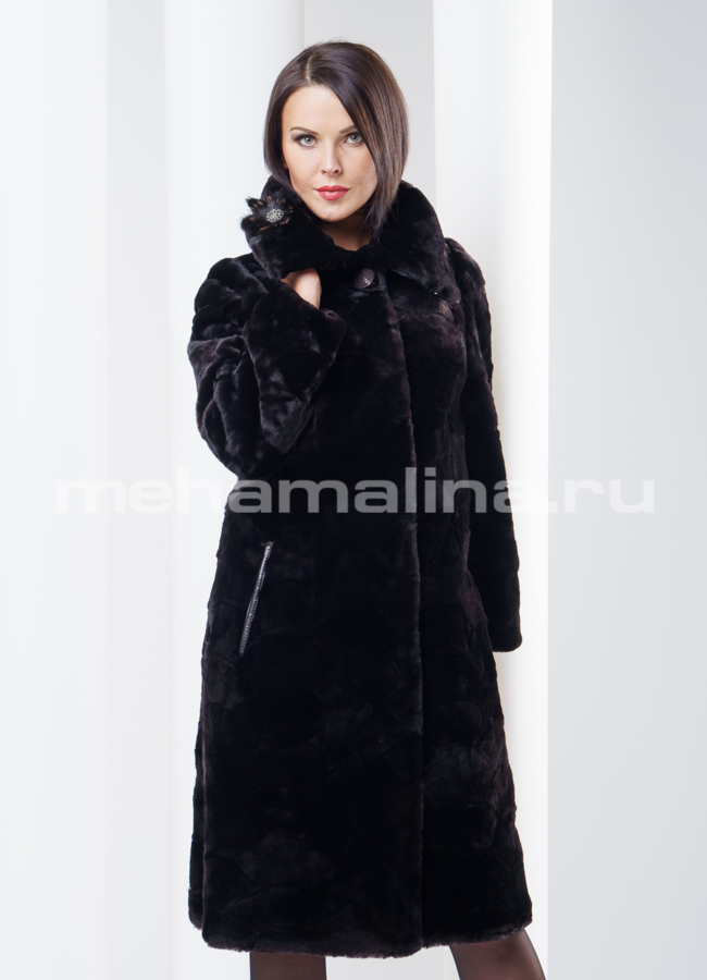 фото Шуба из частей мутона с воротником модель № S-258