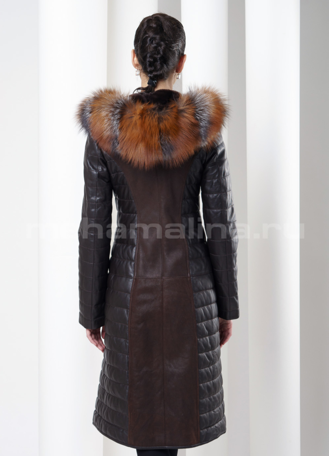 Дубленка-пуховик с лисой по борту модель № D-109 в кредит Дубленка-пуховик с лисой по борту модель № D-109 в кредит