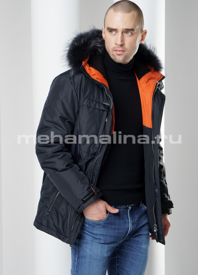 Куртка мужская модель № KM-35 меха малина