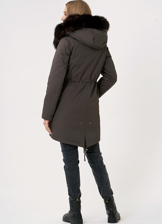 Парка с капюшоном с меховой отделкой  модель № 21801 в рассрочку