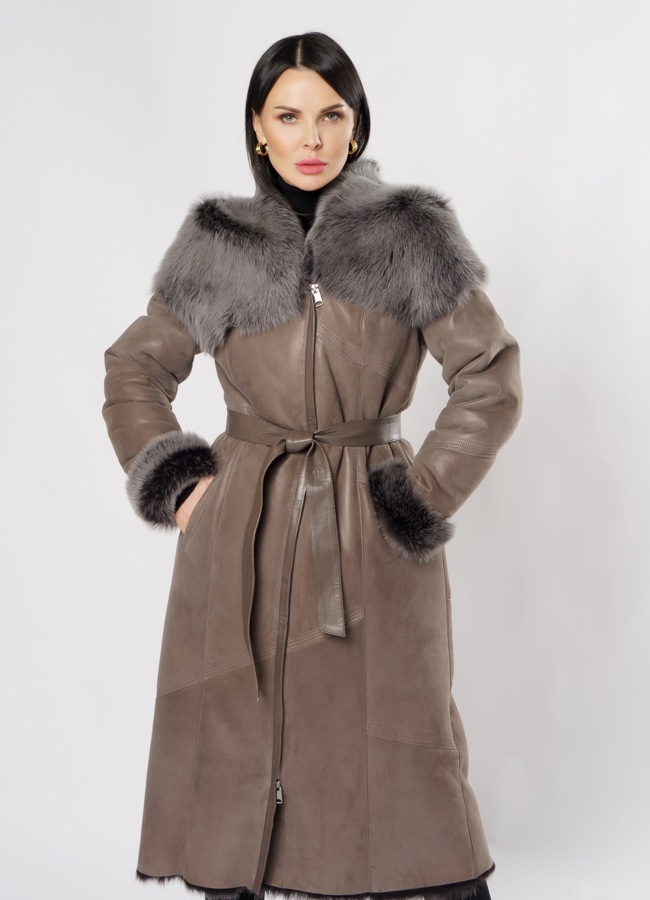 фото Дубленка с капюшоном на молнии модель № 7464