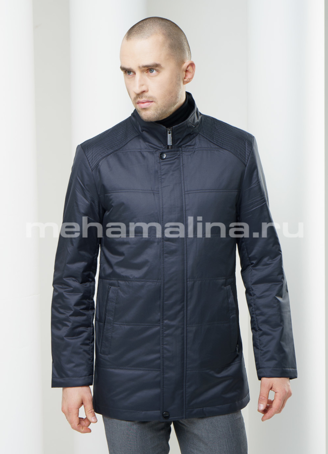 Куртка синего цвета модель № KP-128 меха малина