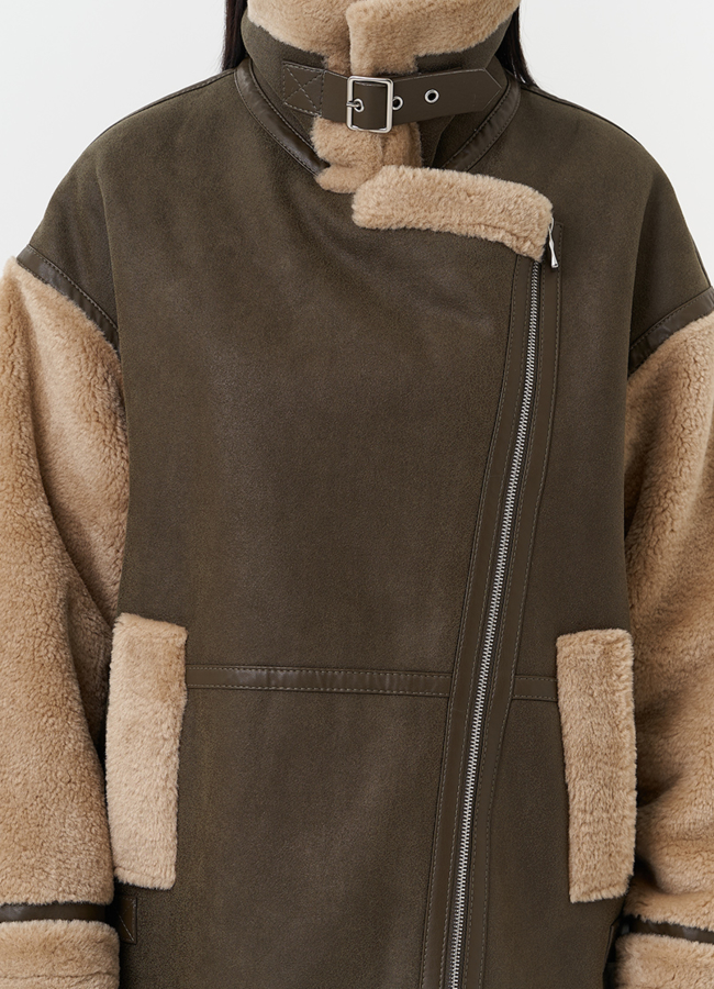 Оверсайз дубленка из эко кожи модель № 28533 универмаг малина