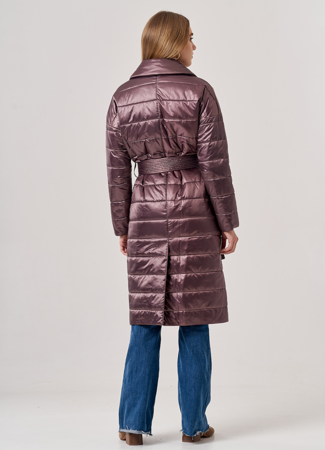 Женское демисезонное пальто коричневого цвета модель № 5У-7038/17-109 в рассрочку