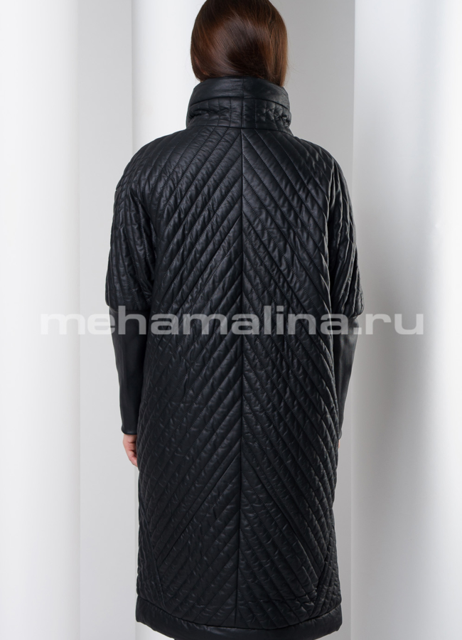 фото Модное кожаное пальто модель № K-384