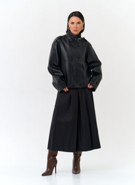 Женская куртка из эко кожи черного цвета