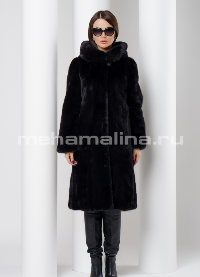 Шуба из скандинавской норки в цвете графит модель № S-515 в рассрочку