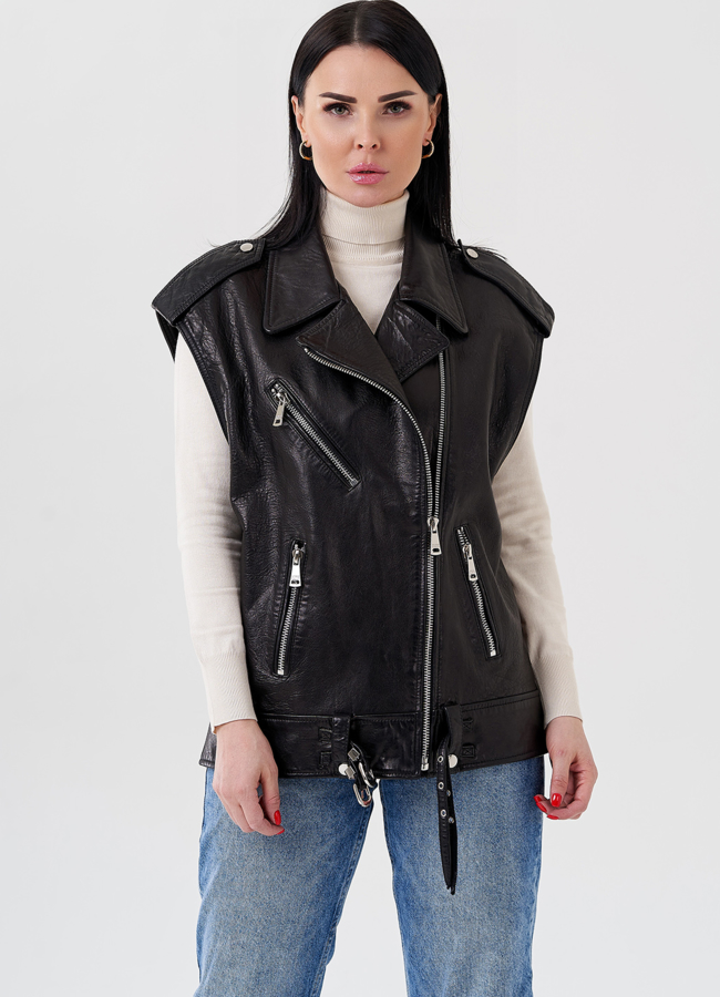 Жилет женский из натуральной кожи  модель № 24100 в рассрочку