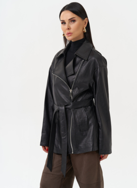 Куртка из натуральной кожи с поясом