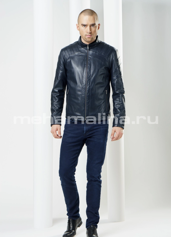 фото Кожаная куртка с декоративным оформлением модель № KP-90