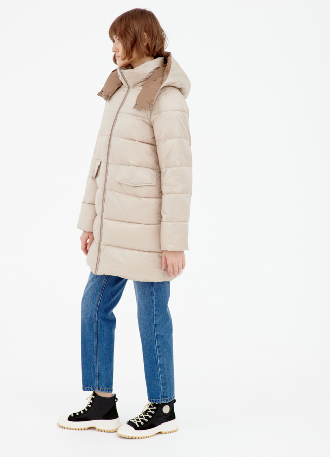 Пуховик светлый с капюшоном модель № 78913 универмаг малина