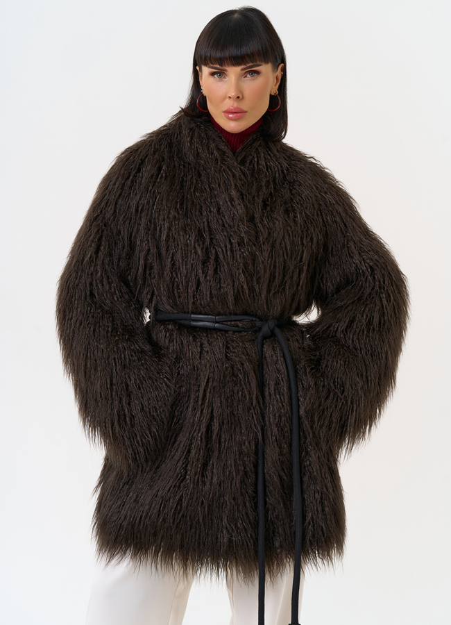 Женская шуба из эко меха коричневого цвета модель № 31530 универмаг малина Женская шуба из эко меха коричневого цвета модель № 31530 универмаг малина