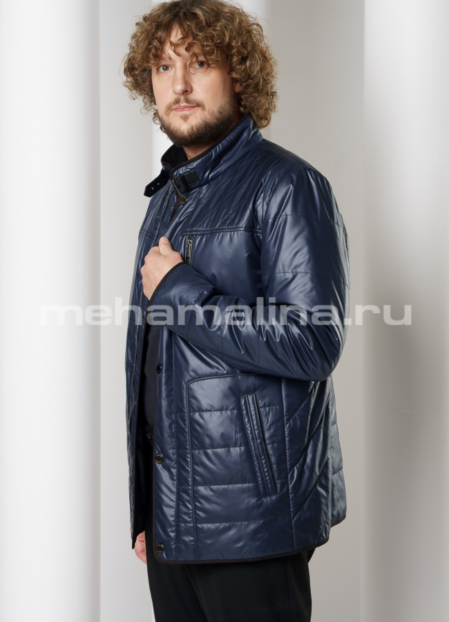 Куртка синего цвета на молнии и кнопках модель № 9123 универмаг малина