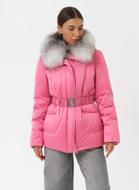 Пуховик с мехом чернобурки