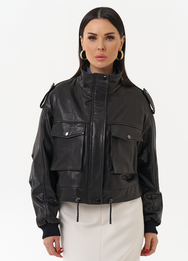 Женская куртка бомбер из натуральной кожи модель № 30096 универмаг малина