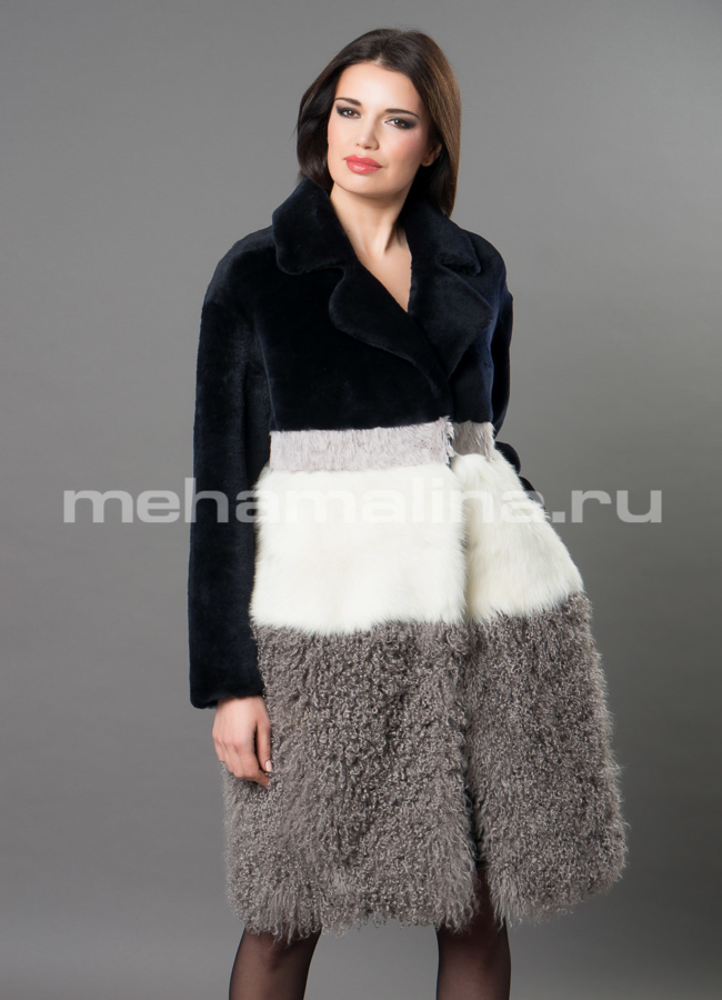 Дубленка Punto из овчины merino модель № 3347 универмаг малина