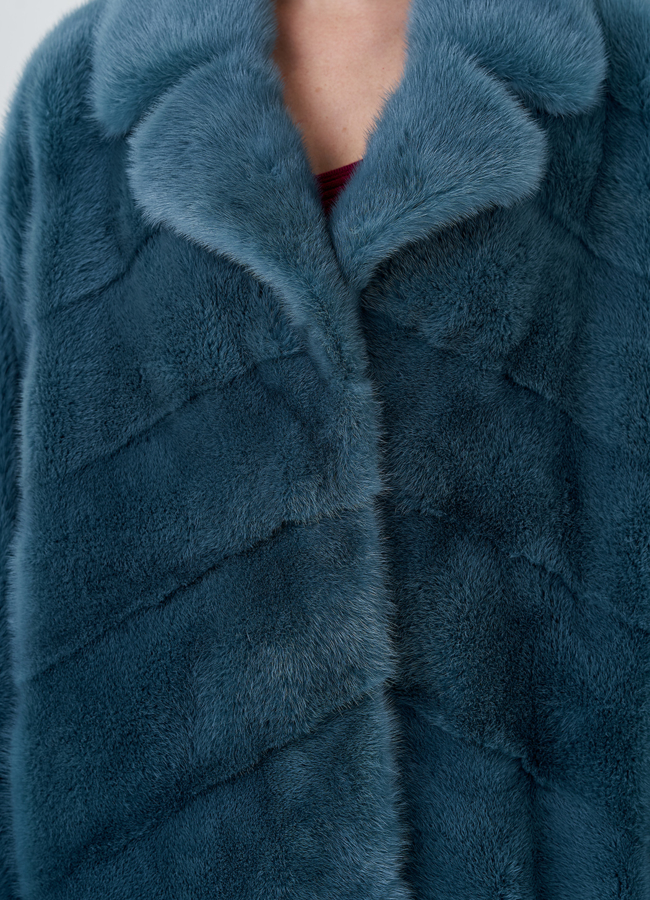 Шуба из норки с английским воротником  модель № 23974 в рассрочку