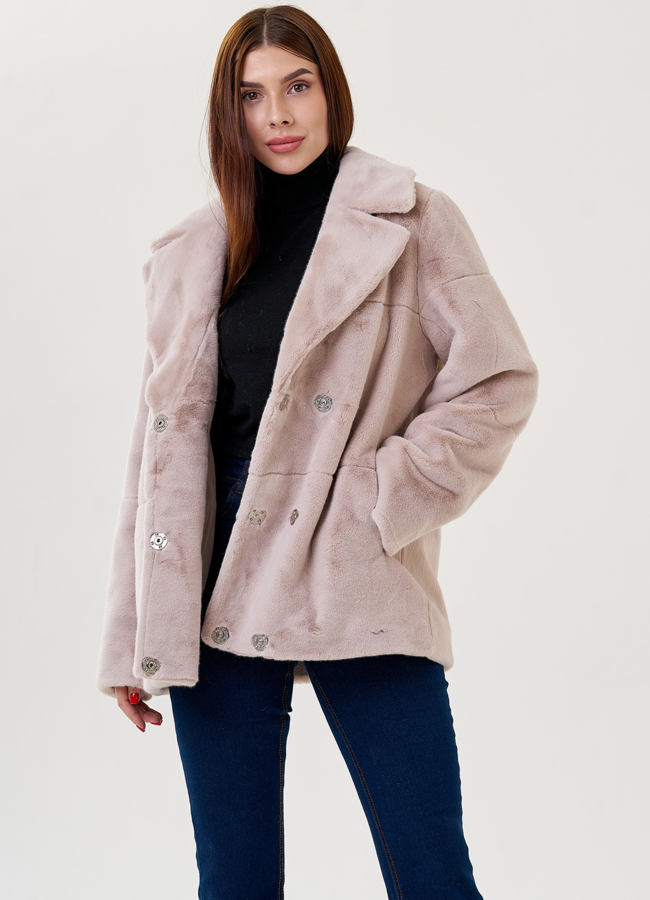 Женская куртка из искусственного меха с английским воротником  модель № 23538 универмаг малина