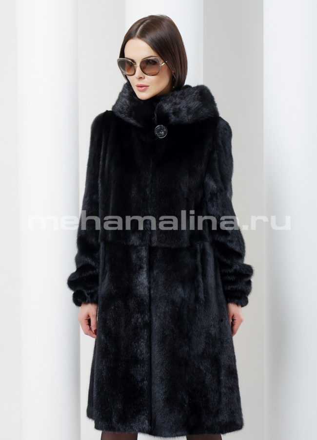 Норковая шуба с капюшоном модель № S-482 универмаг малина