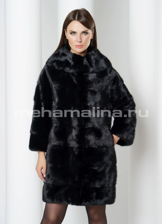 Шуба из норки модель № S-636 меха малина