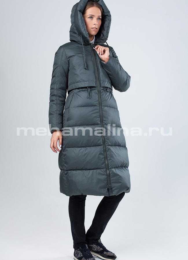 Пуховик удлиненный модель № П-282 меха малина