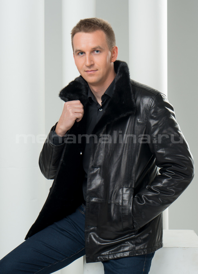 Дубленка с норковым воротником модель № DM-63 в кредит