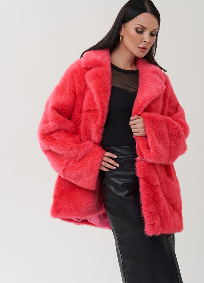 Шуба из норки с английским воротником  модель № 24706 универмаг малина