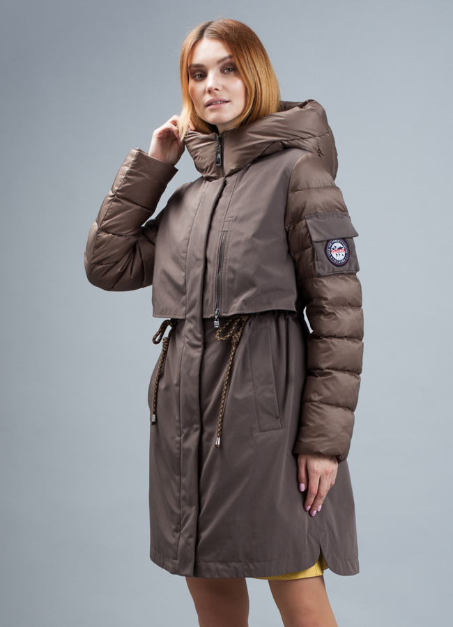 Пуховик женский модель № П-324 меха малина