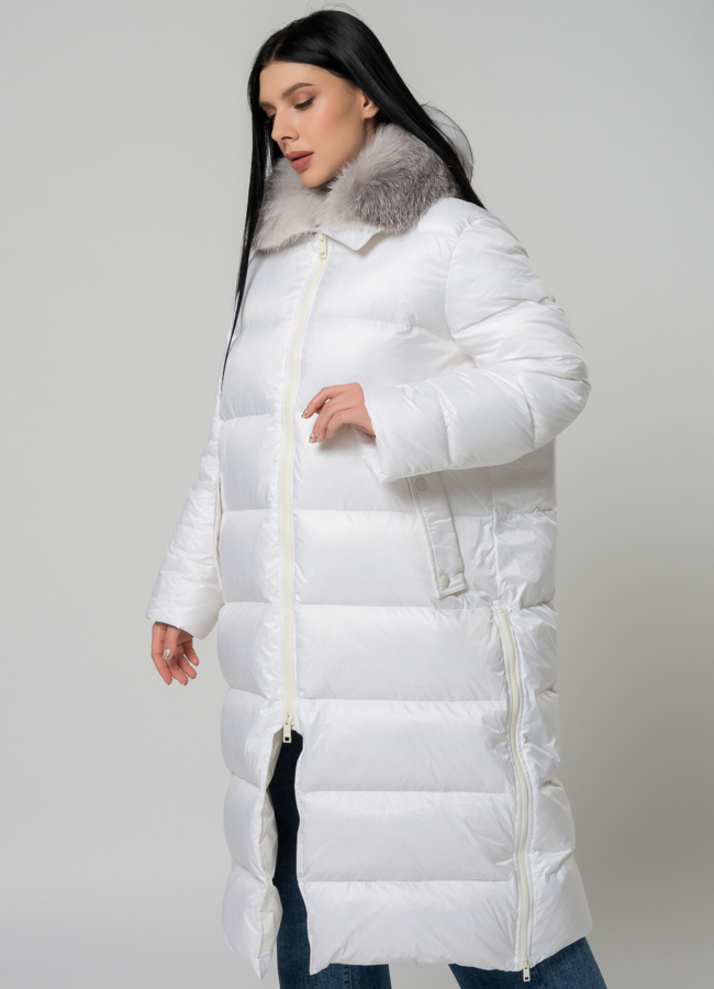 Пуховик женский с меховой отделкой  модель № 22167 универмаг малина