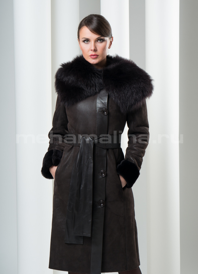 Дубленка на пуговицах модель № D-81 меха малина Дубленка на пуговицах модель № D-81 меха малина