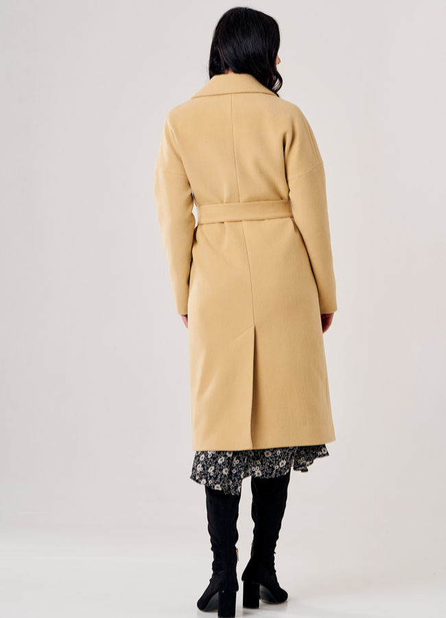 Пальто женское желтого цвета с поясом модель № 4-7038/20-021 универмаг малина Пальто женское желтого цвета с поясом модель № 4-7038/20-021 универмаг малина