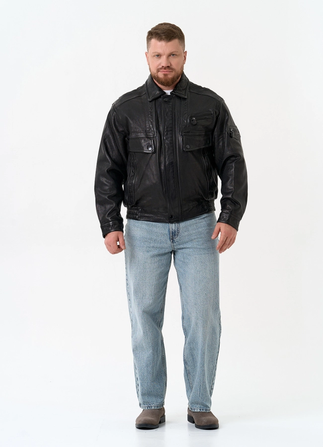Мужская куртка бомбер из натуральной кожи модель № 32898 в кредит фото