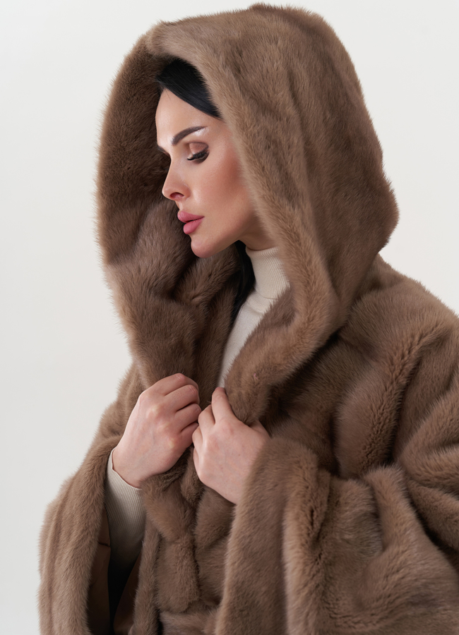 Шуба из меха норки оверсайз модель № 26758 универмаг малина