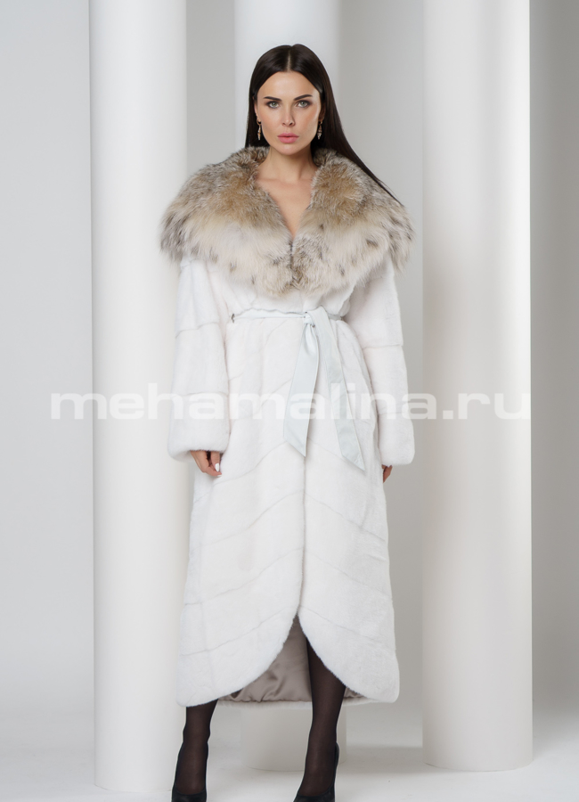 Белая норковая шуба модель № S-717 универмаг малина