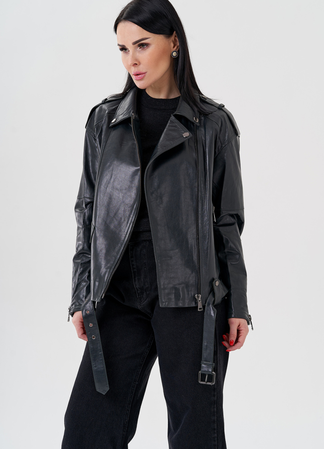 Женская куртка-косуха из натуральной кожи модель № 24086 универмаг малина