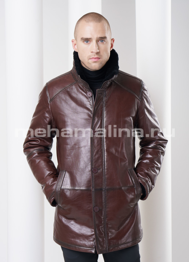 Дубленка мужская, удлиненная модель № DM-78 универмаг малина