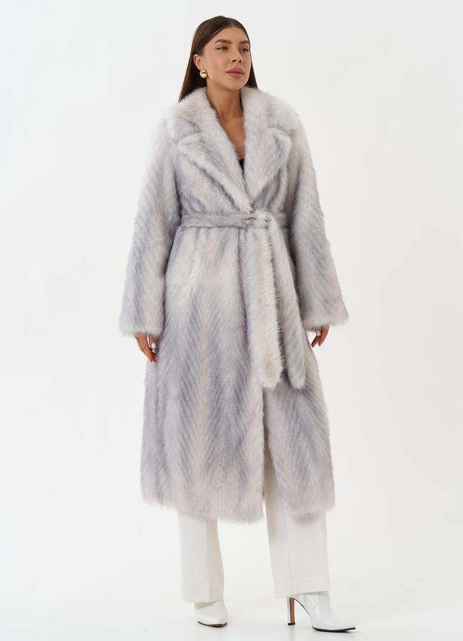 Длинная шуба из эко меха с градиентом модель № 28644 в кредит
