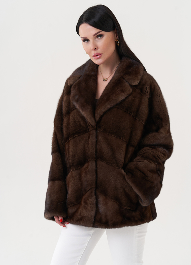 Укороченная шуба из меха норки модель № 24713 в кредит