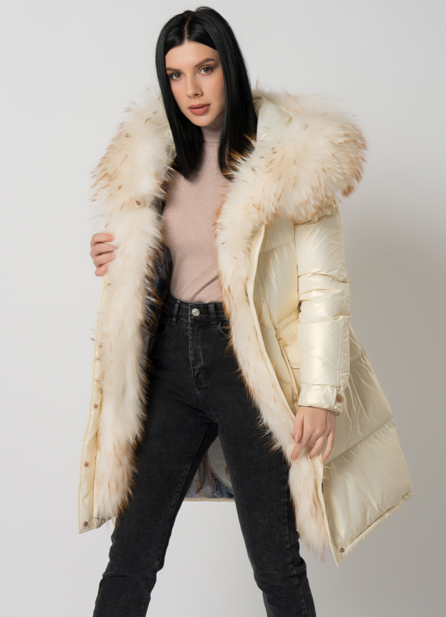 Парка- пуховик белого цвета модель № 75734 универмаг малина