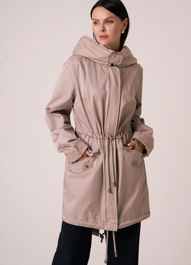 Парка с мехом бежевого цвета модель № 11898 универмаг малина