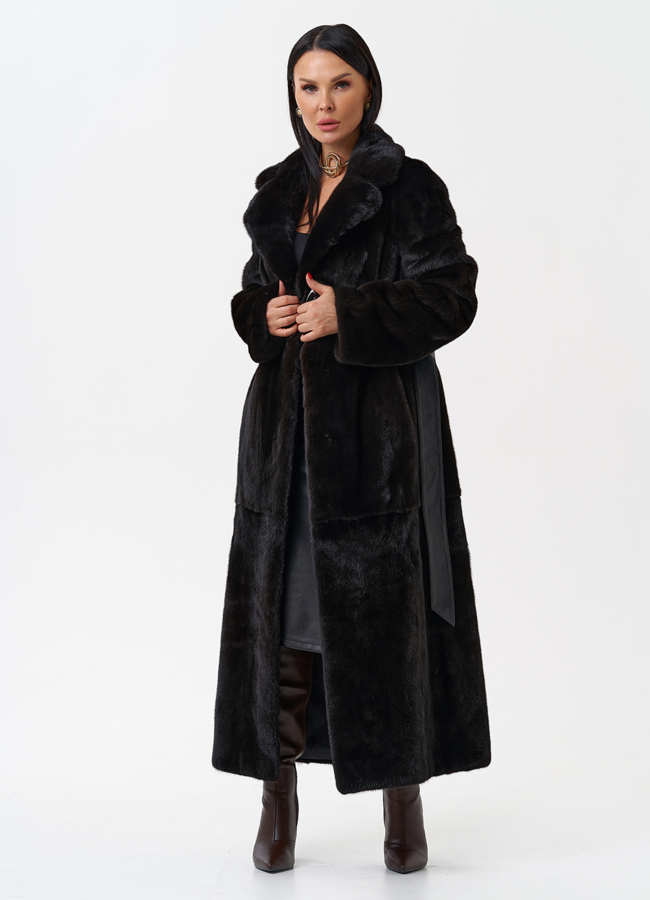 Шуба из меха скандинавской норки  модель № 28919 меха малина