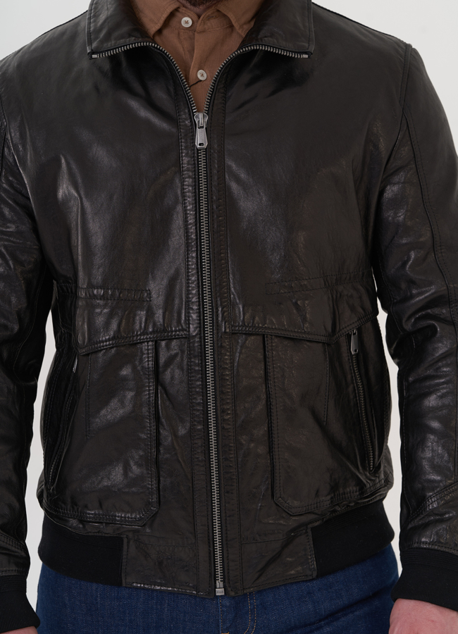 Мужской бомбер из натуральной кожи модель № W2265 универмаг малина